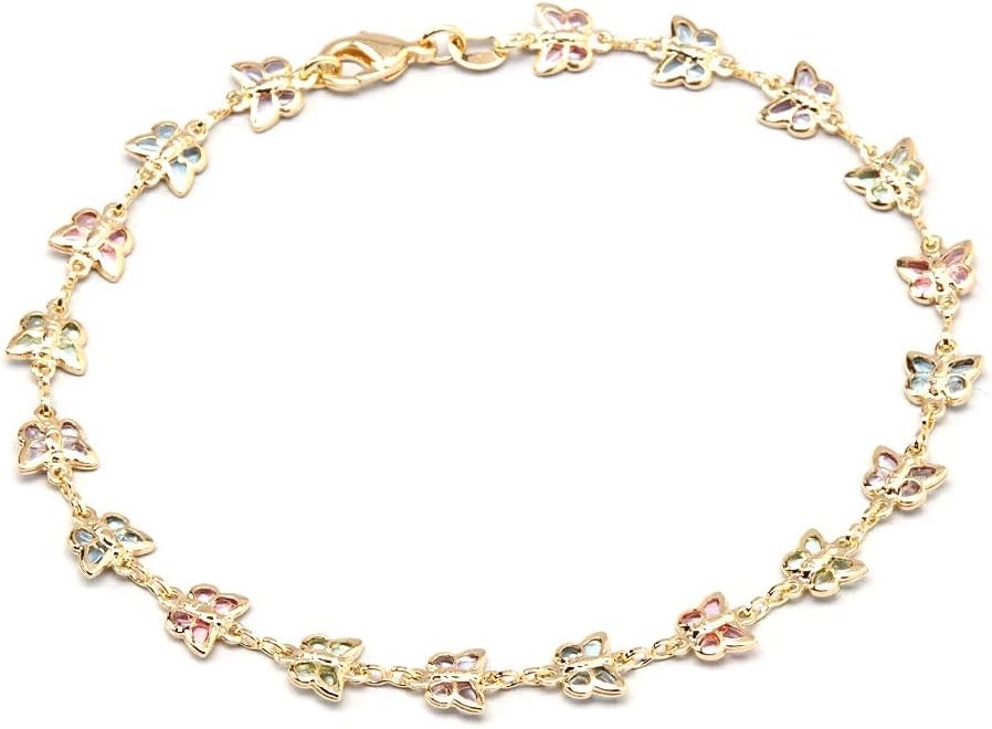 14K GOLD FILLED BUTTERFLY BRACELET 7.5” LONG / PULSERA MARIPOSA 7.5″ – ANK1187