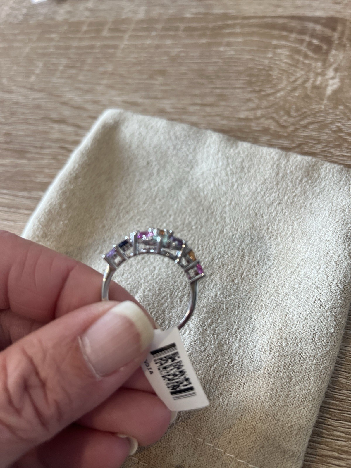 Multi-colored, Size 10 Simulated Sapphire Ring (Rhodium Over Sterling Silver)