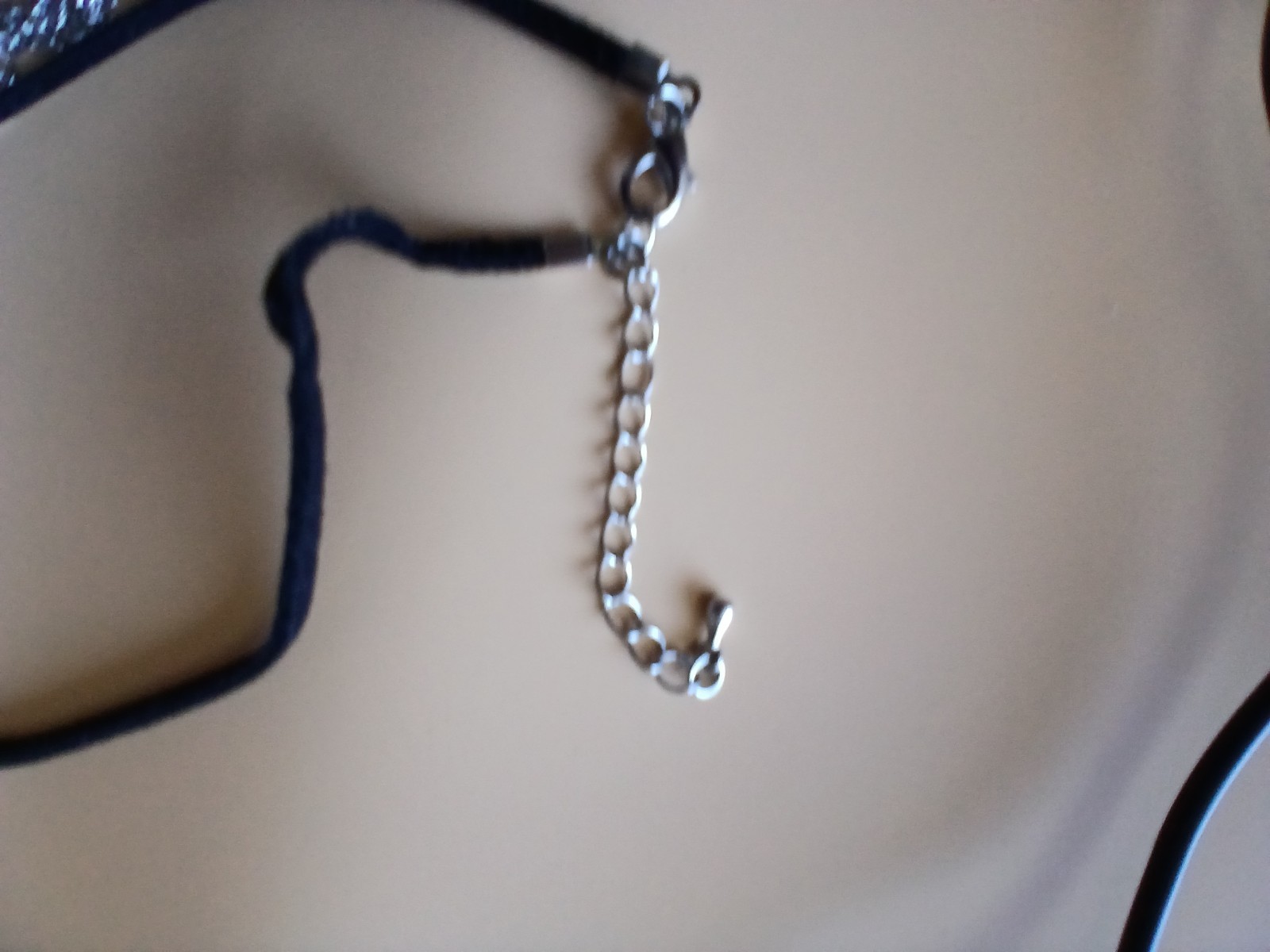 Silver Tone Rhinestone Skeleton Key Pendant/ Corded Necklace 16″ w/3″Extender