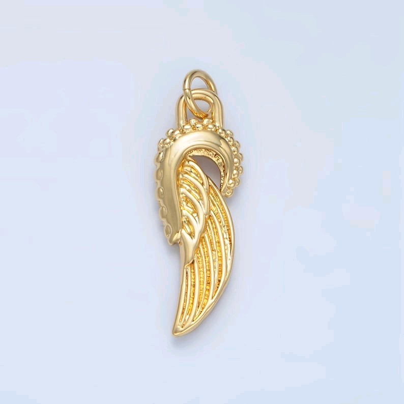 14K Gold Filled Mini Angel Wings Charm Small Feathered Pendant for Jewelry Makin