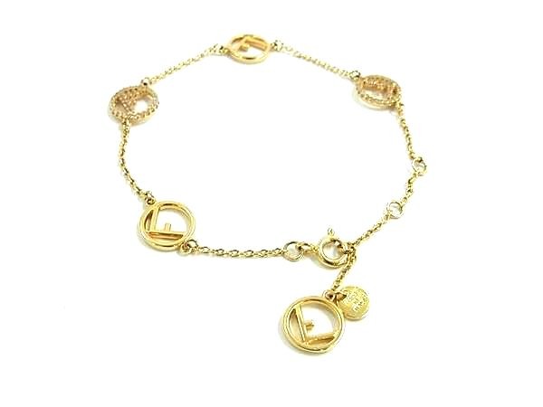 Fendi Fiz Rhinestone Bracelet Bangle Gold FU5566