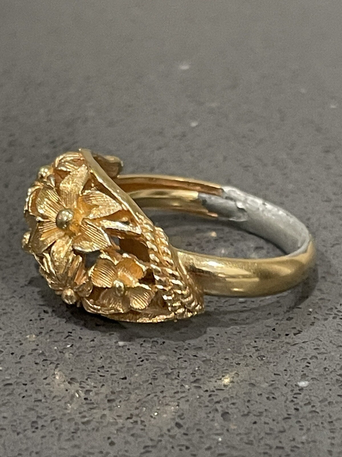 Trifari Ring Vintage Variable Size 6.5 – 8.5 Gold Plated Costume Jewelry