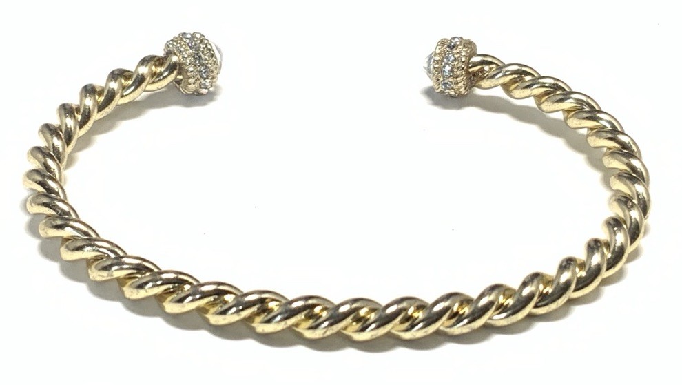 Gold Tone Rhinestone Cuff Bracelet 6.5-inches LR114