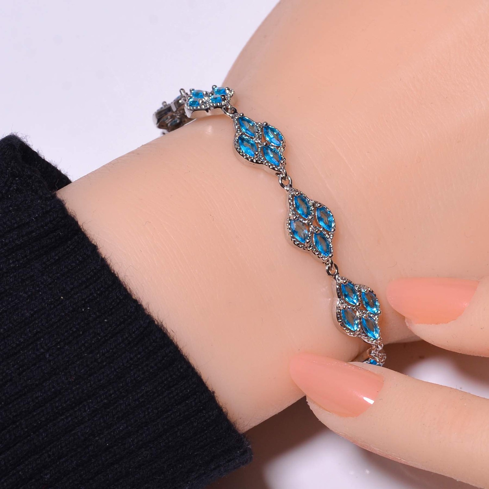 London Blue Topaz 925 Sterling Silver Tennis Bracelet 8.99″ B_9734_683_17