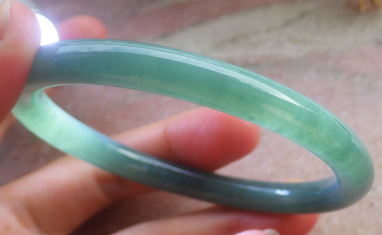 Certified Green Burma Natural A JADE Jadeite Bangle Bracelet 59mm 手镯 201053 AS