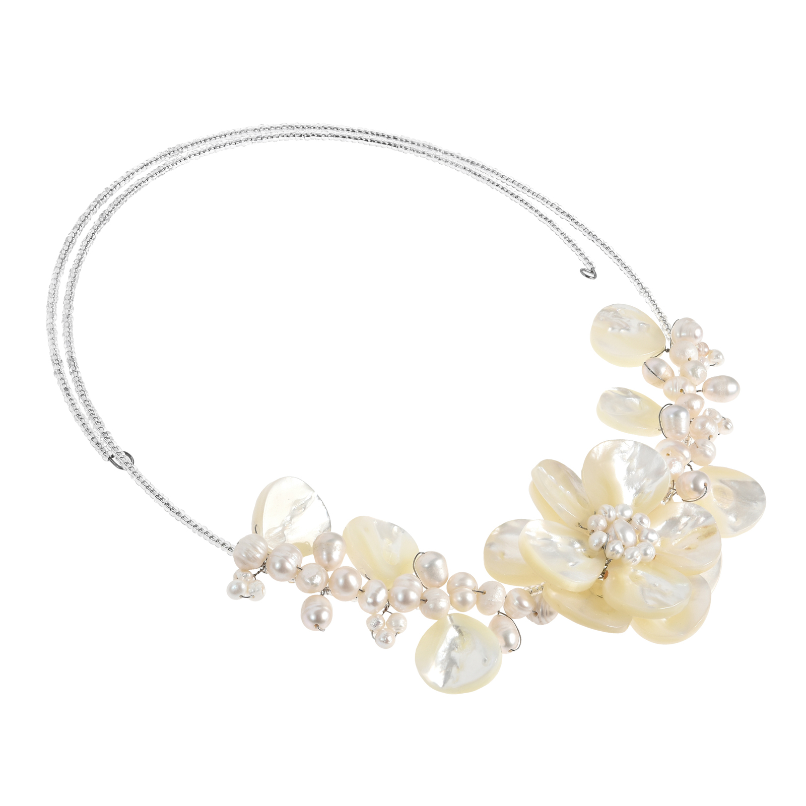 Sakura Flower MOP Choker Wrap Necklace