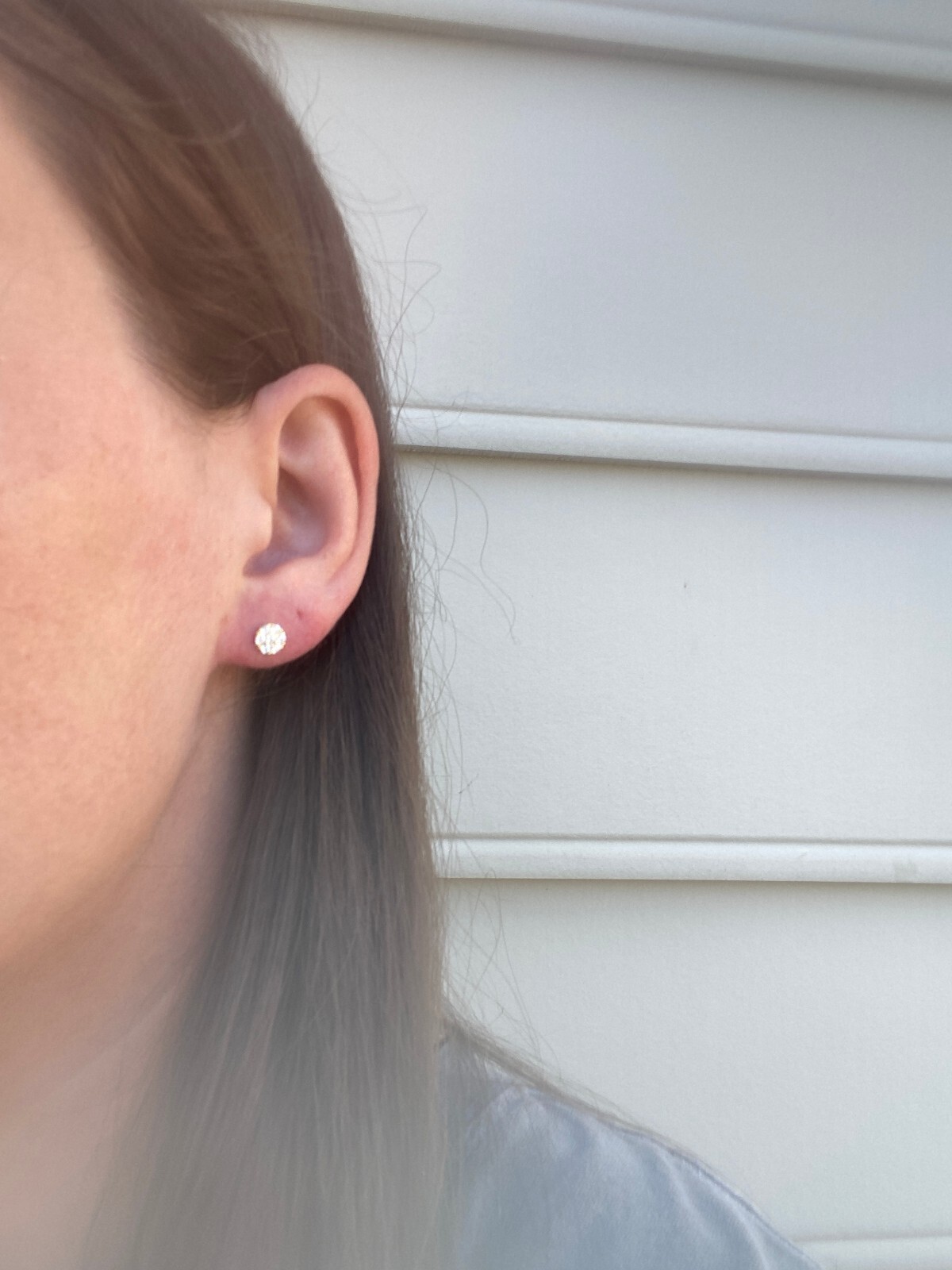 Round Diamond Cluster Stud Earrings