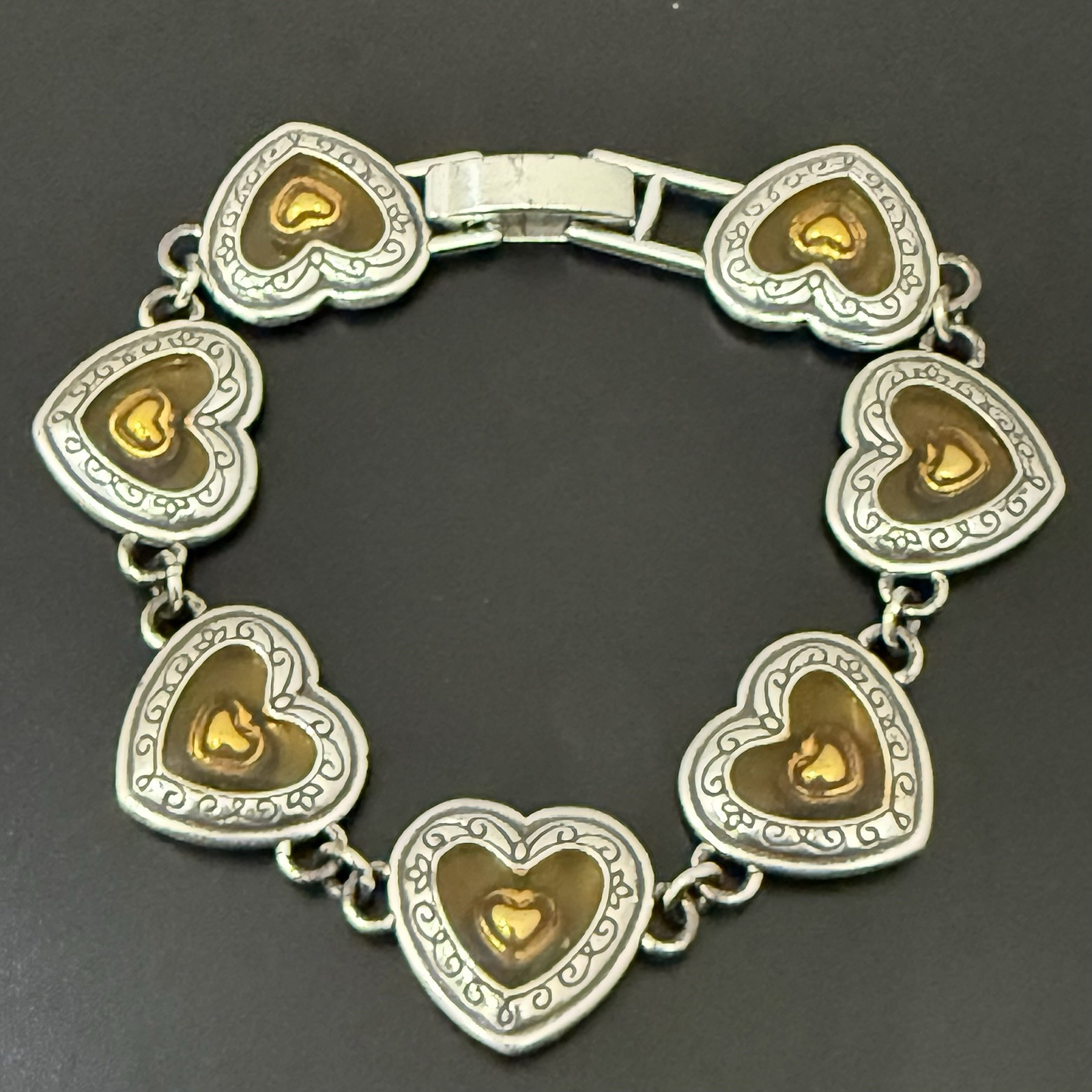 Retired BRIGHTON Free Floating Hearts Lucite Heart Links 7.75” Bracelet 30g.
