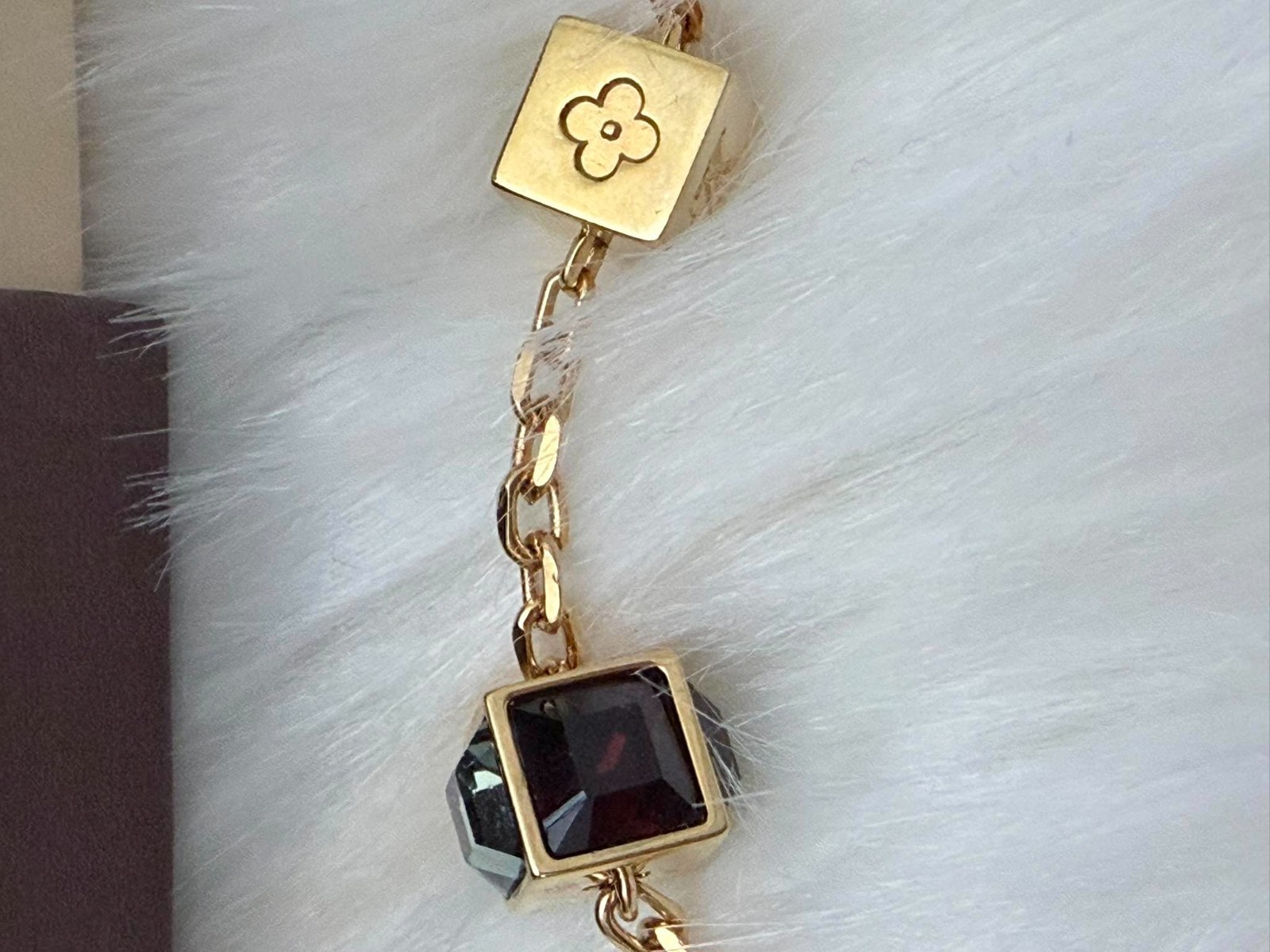 Authentic LOUIS VUITTON Cube Bracelet Gold Tone Crystal Monogram