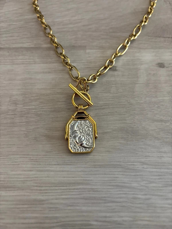 T-Bar Sun & Moon Reversible Necklace – Mixed Metals