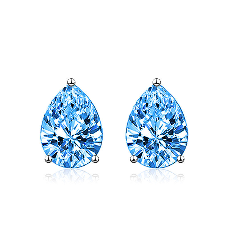BRAND NEW SILVER PLATED blue Unique TEARDrop-Shaped imitation diamond STUDS
