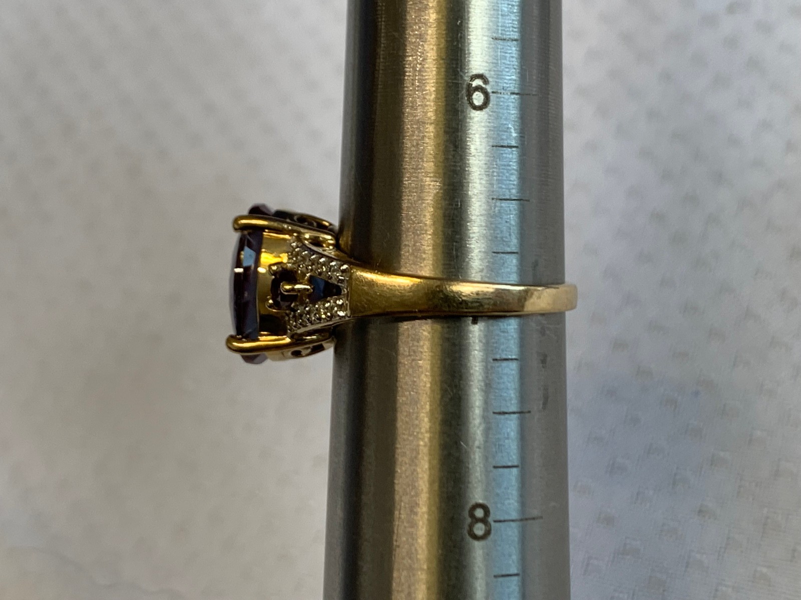 10K Yellow Gold Ring 4.62g Jewelry Size 7 Band Alexandrite Look Stone *READ*