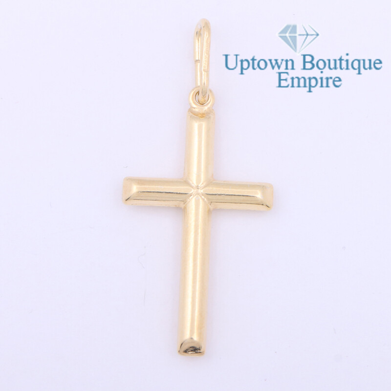 Plain Cross Men Women’s 925 Sterling Silver Gold Plated Pendant Charm*DC