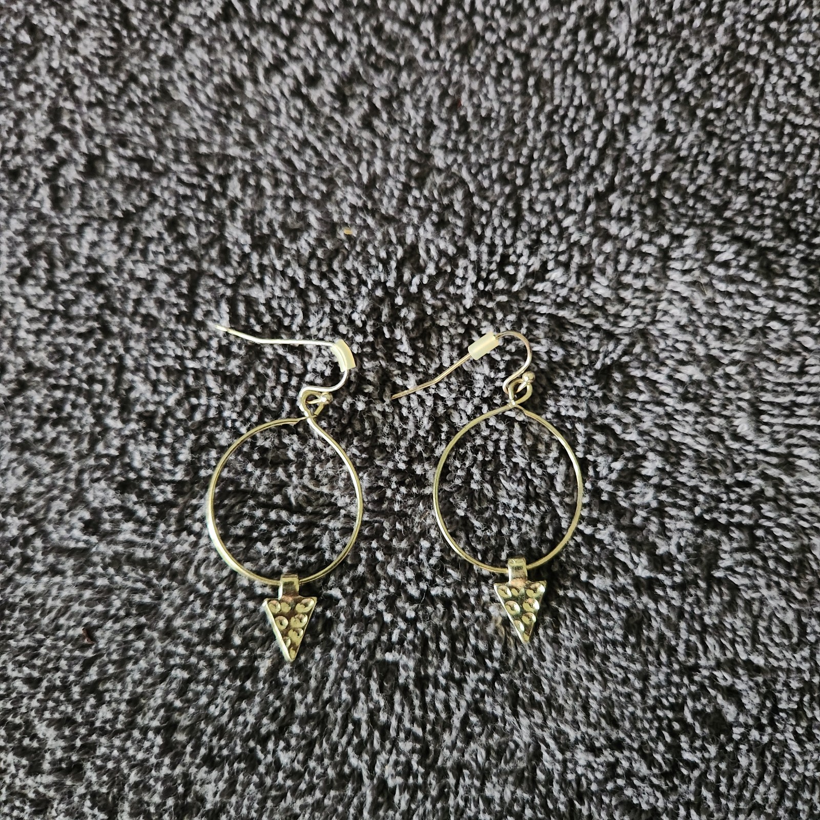 Small Triangle Brass Charm Earrings