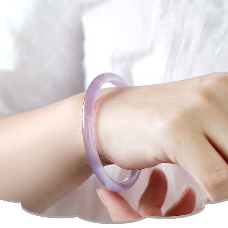 Natural 56-58mm Purple icy A Jade Jadeite Chalcedony Bangle Bracelet Jewelry