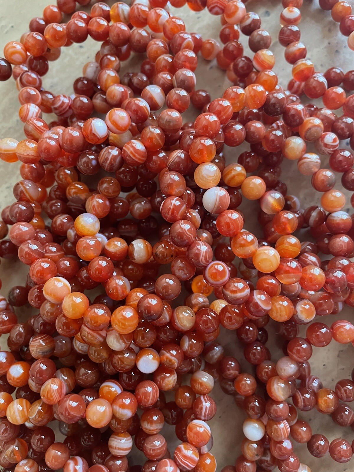 4 new 8 mm carnelian stone stretch bracelets-USA (buyer gets all 4) FREE Ship