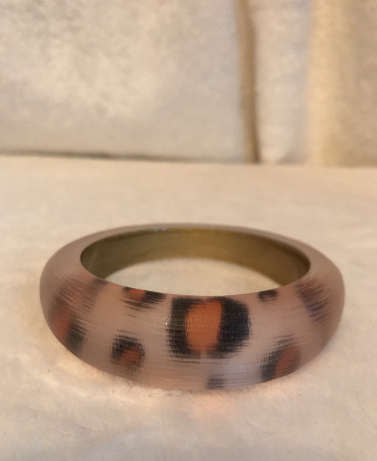 ALEXIS BITTAR Wide Pink Orange Black Leopard LUCITE Tapered Bangle Bracelet