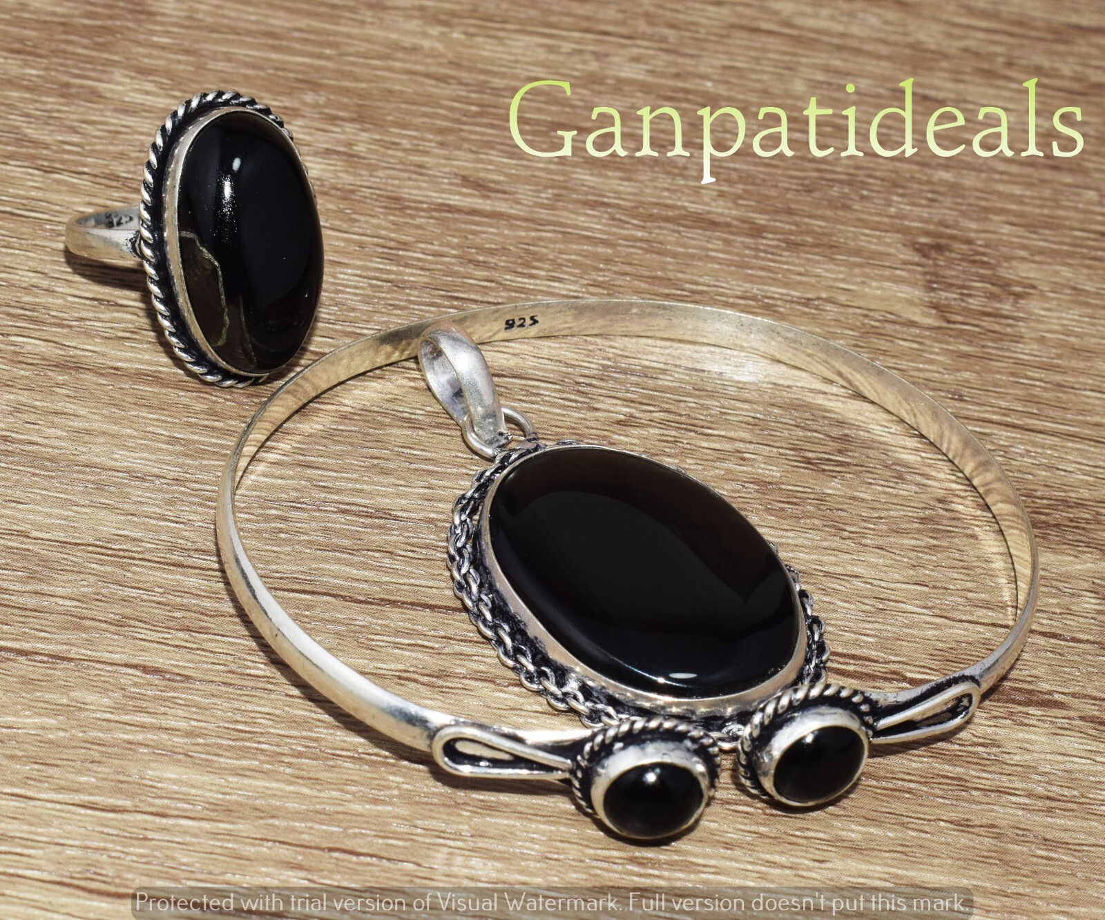 Black Onyx Mix Shape 3pcs Combo Set 925 Silver Plated Wholesale Lot Jewelry
