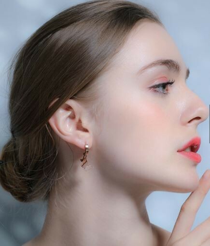 Dangle Hoop Earrings for Women Butterfly Rose Gold Post With Friction Earring 