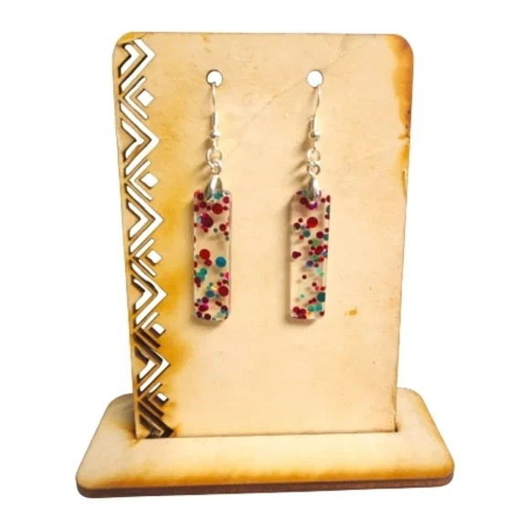 Rainbow Confetti Acrylic Drop Earrings
