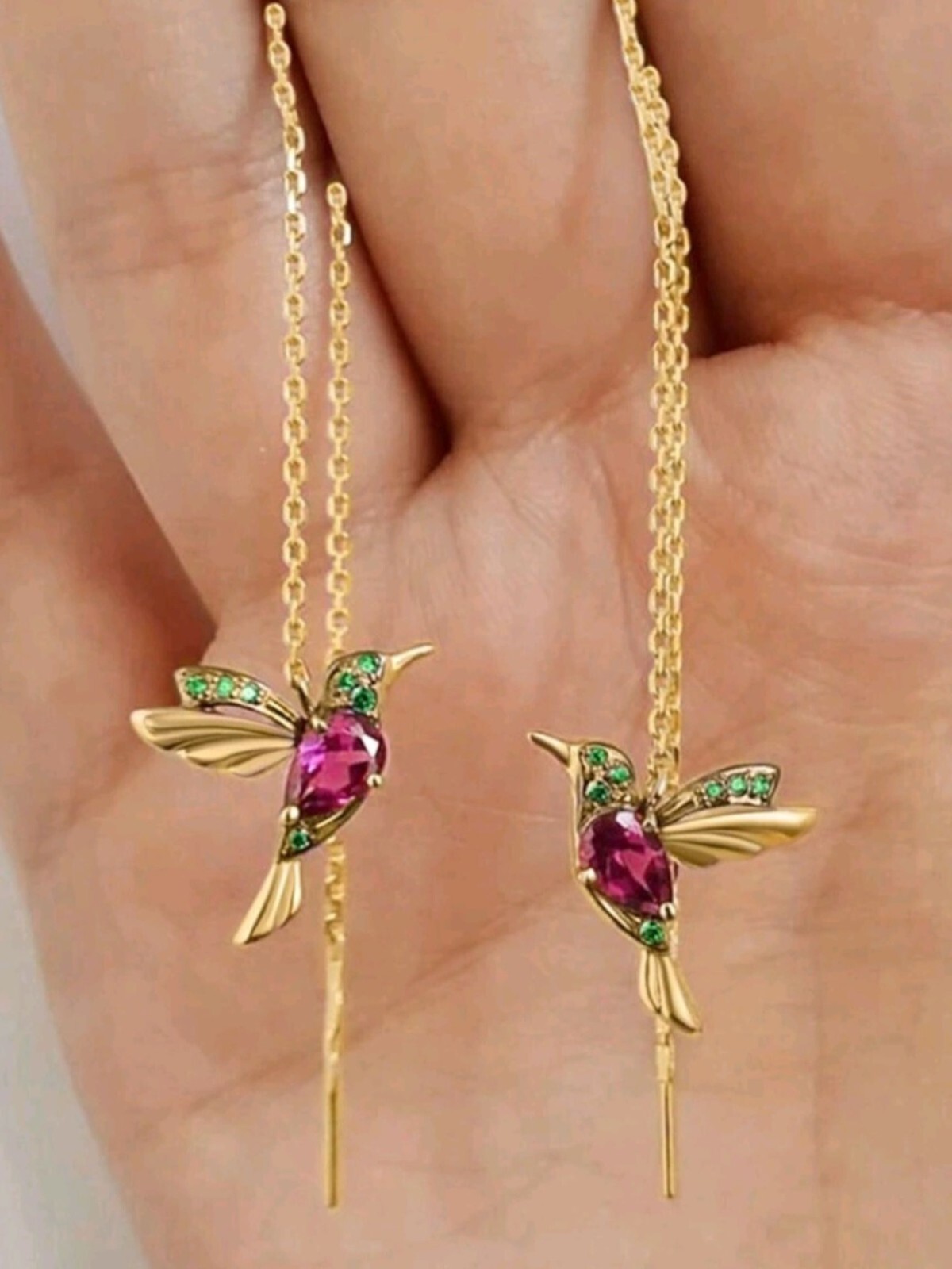 Gold Hummingbird Earrings 14k Birthday Gifts For Women Minimalist Jewelry