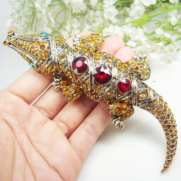 Classic Brown Animal Brooch Pin Pendant Rhinestone Crystal Gift