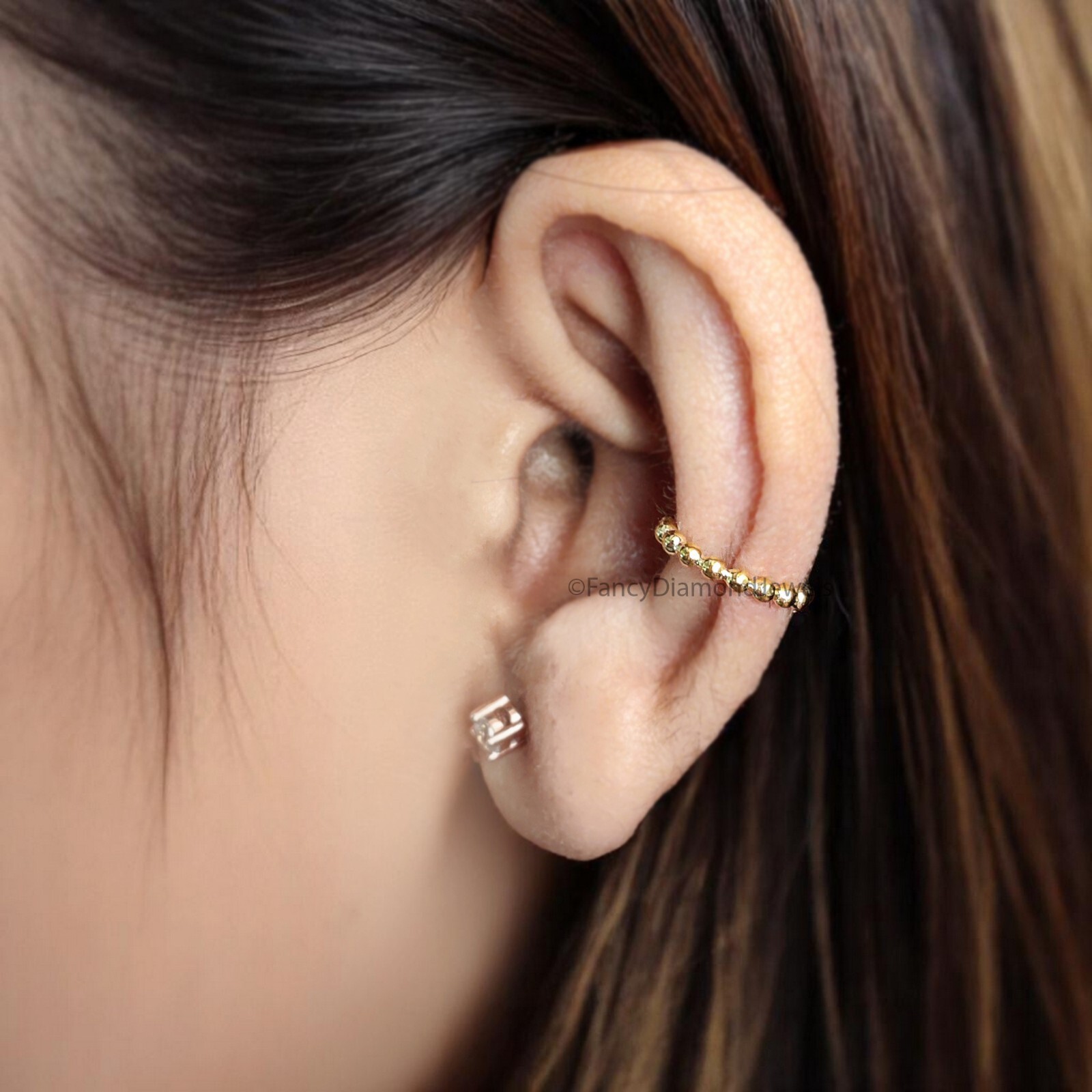 Dainty Single Band Smooth Silver Conch Ear Cuff Earring minimalist-style earring
