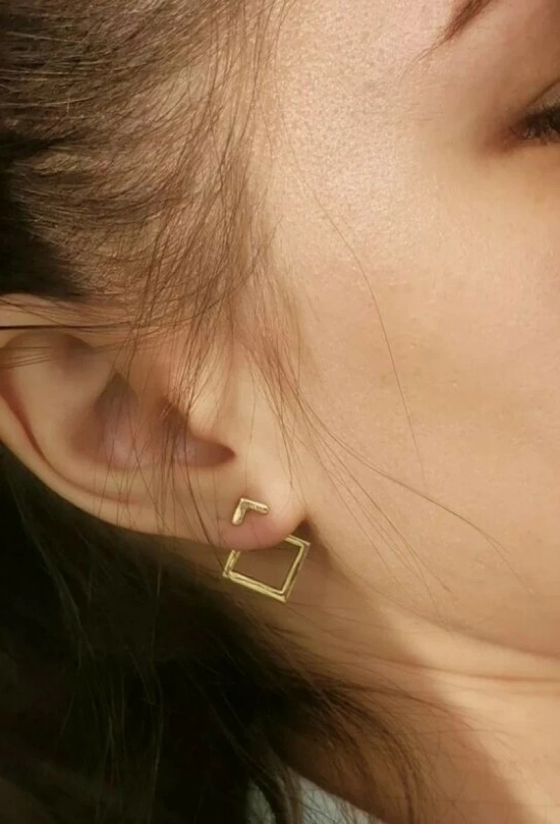 Creative Triangle Square Earrings Women Trendy Simple Minimalist Silver Plated