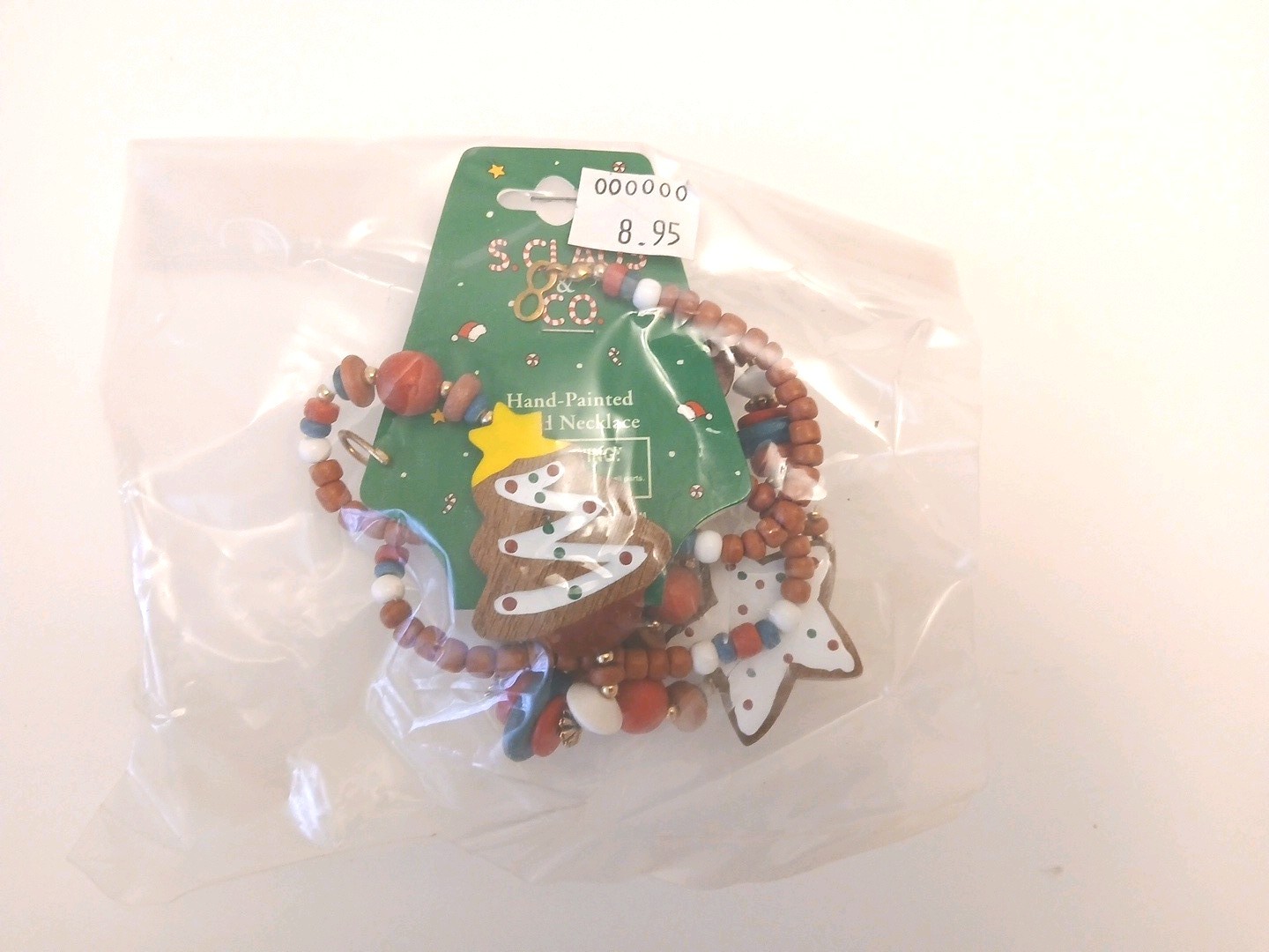 NEW! Hand Painted Wooden Necklace for CHRISTMAS
