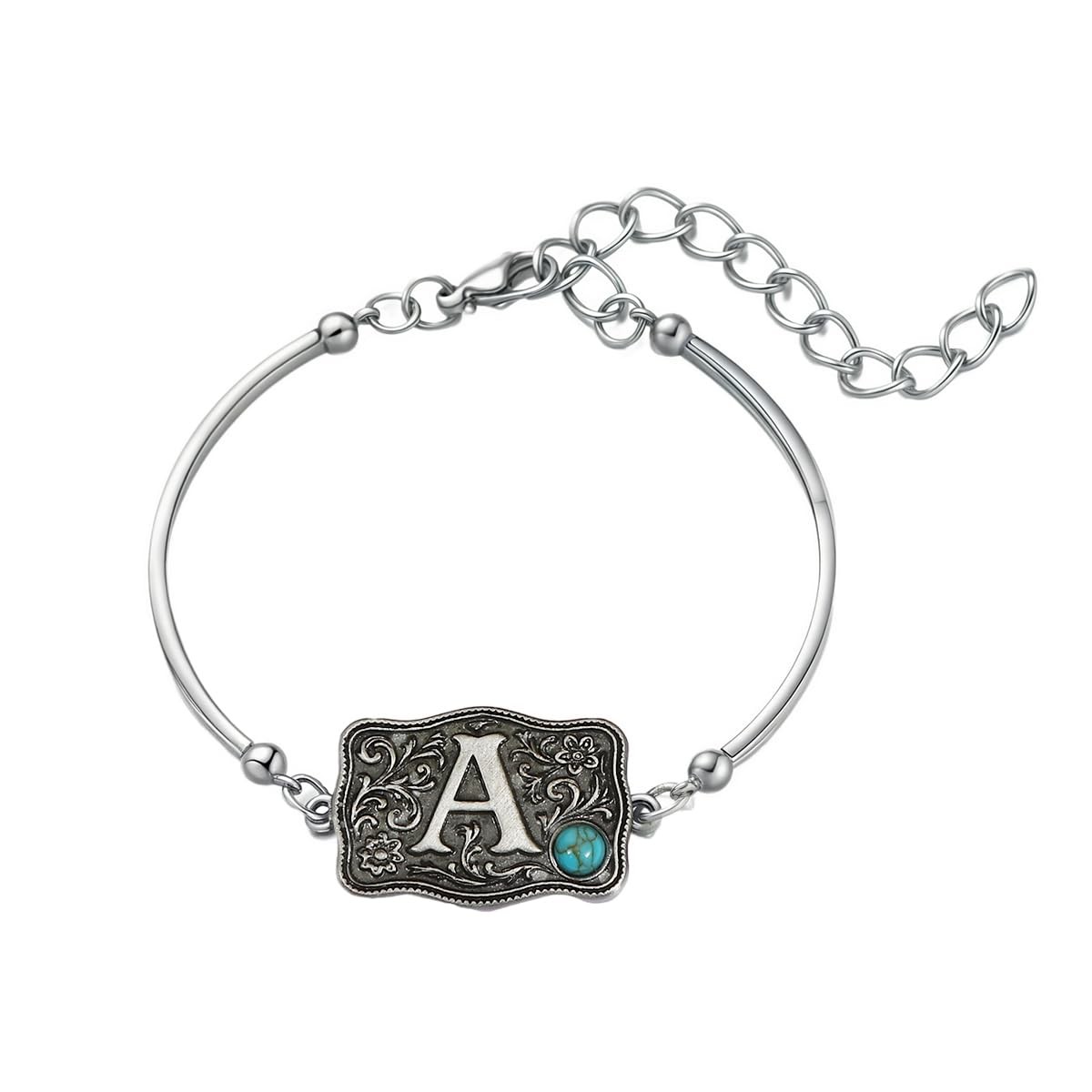 Belt Buckle Bracelet Initial Letter A-Z Bracelets Western Cow Tag Belt Buckle…