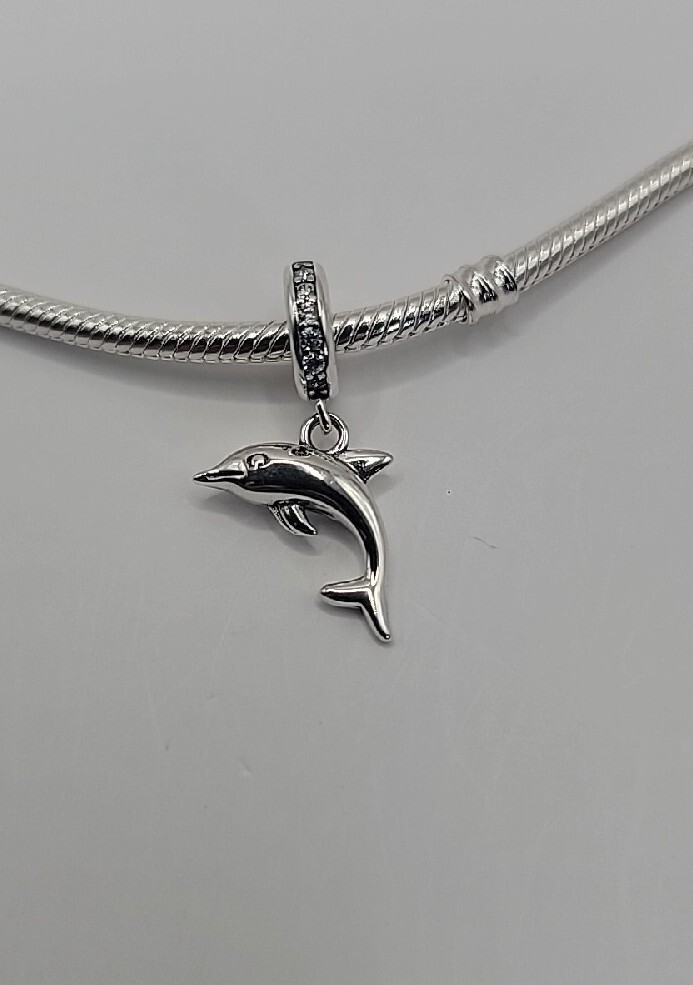 🔅 L’Amour 925 Sterling Silver Reversible Sparkling Dolphin Charm