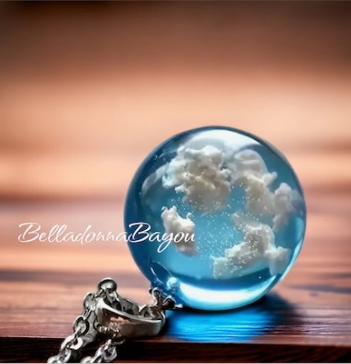 Blue Sky Necklace, White Cloud Necklace, Blue Cloud Necklace, Unique Resin Jew