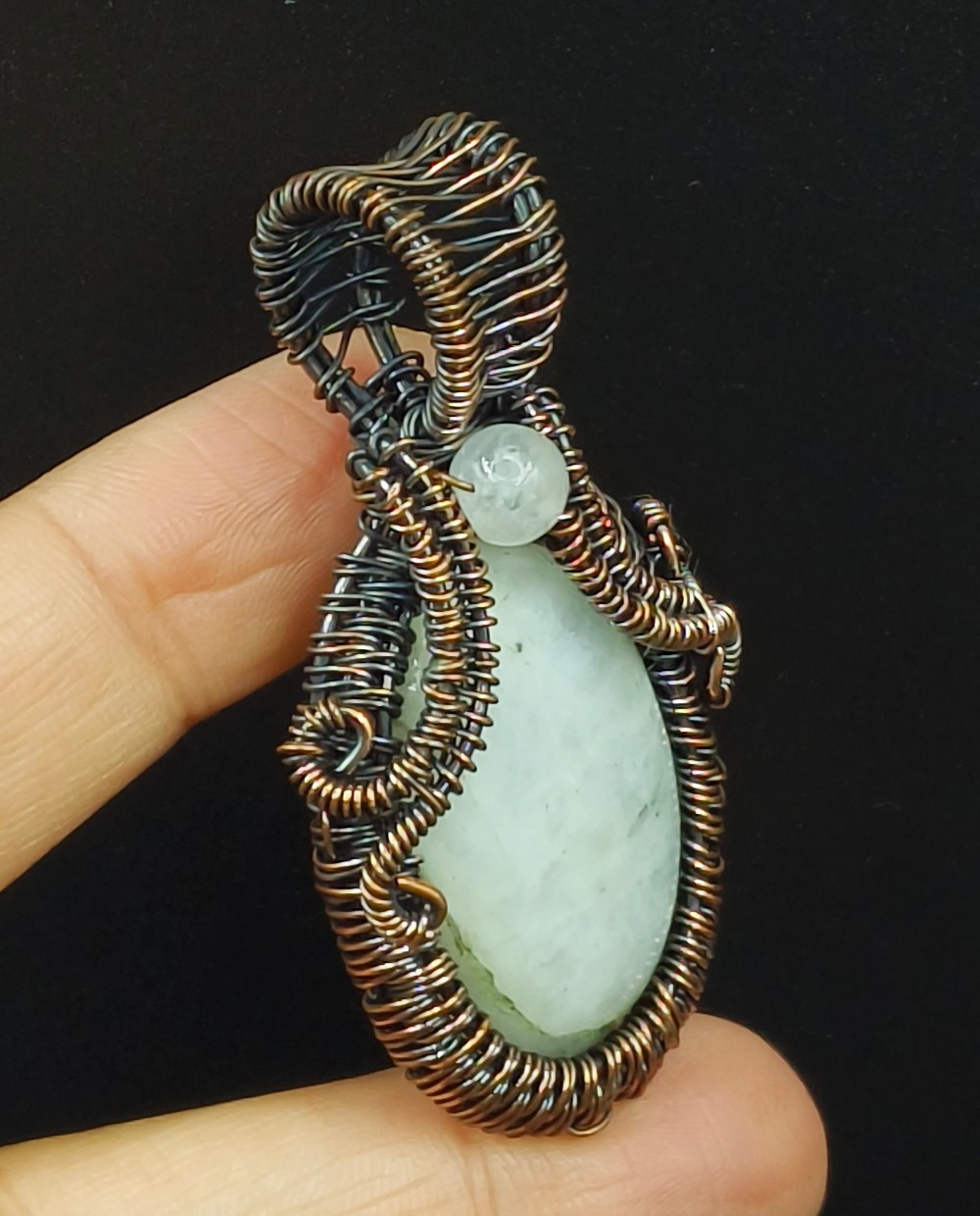 Copper Porcelain Jasper Gemstone Opal Handmade Jewelry Pendant