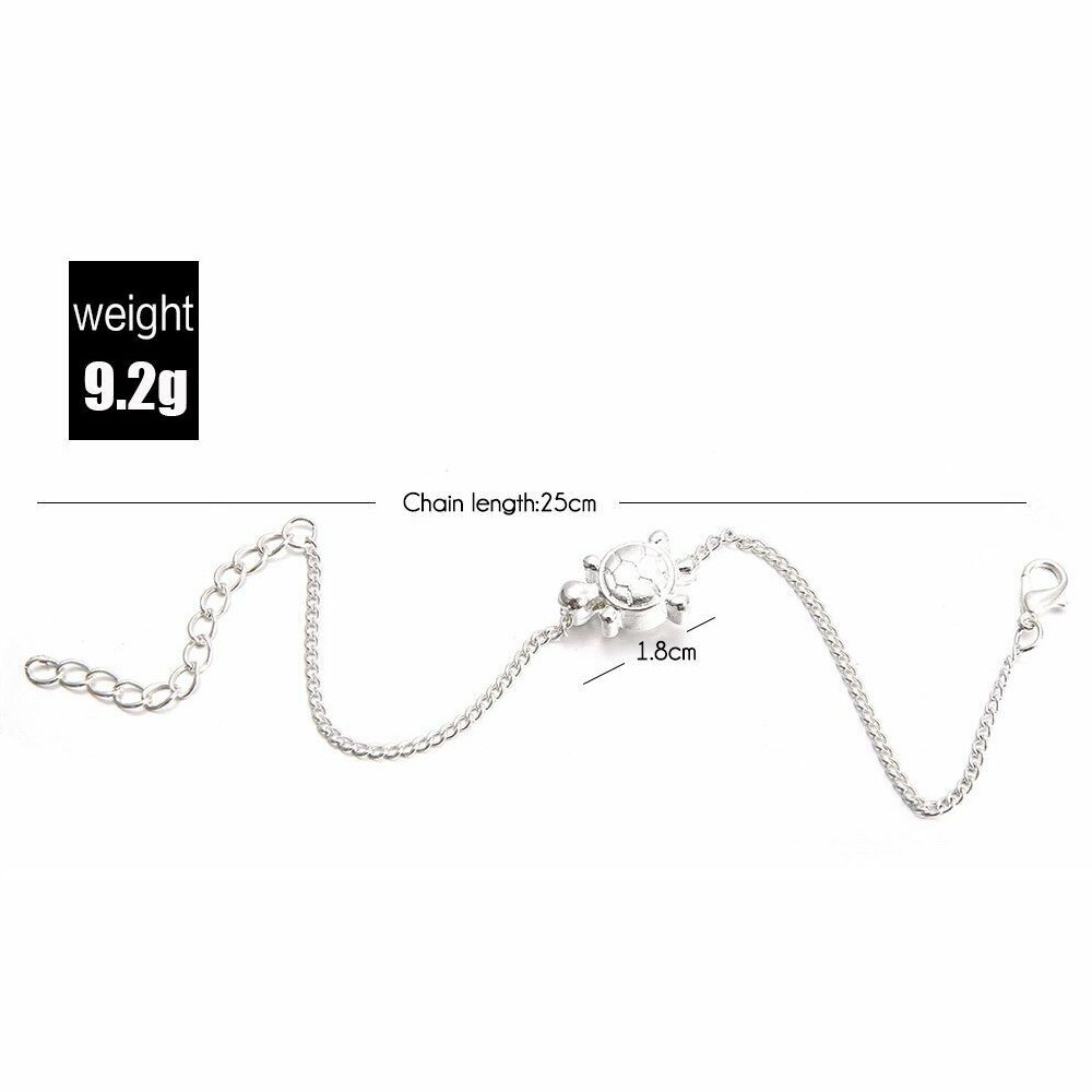 925 Sterling Silver Turtle Tortoise 9″ – 11″ Beach Sandal Anklet Foot Bracelet