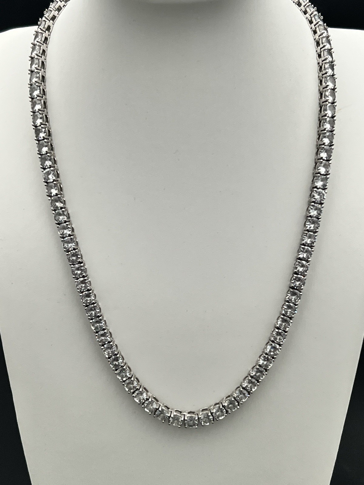 Silver-Tone Layered Necklace Set|Bundle of 3 – Pave Heart Tennis Chain