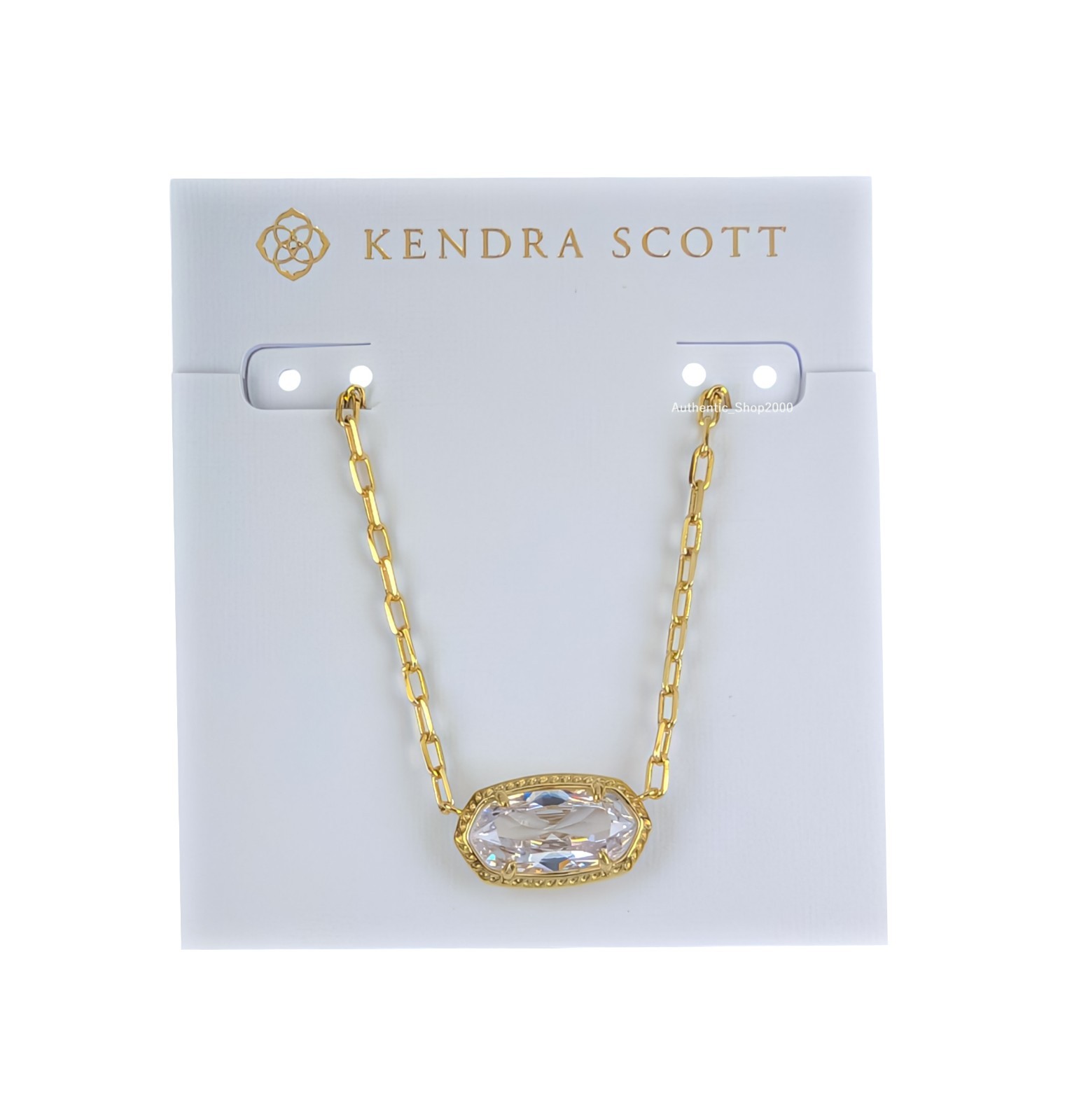NEW 100% KENDRA SCOTT Gold White CZ Stone Elisa Luxe Paperclip Chain Necklace