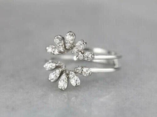 1.90Ct Round Cut Simulated Diamond Beautiful Enhancer Ring 14k White Gold Plated