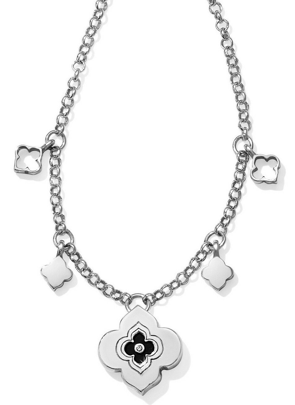 NWT Brighton TOLEDO ALTO NOIR Pendant Charm Silver Black Necklace MSRP $48