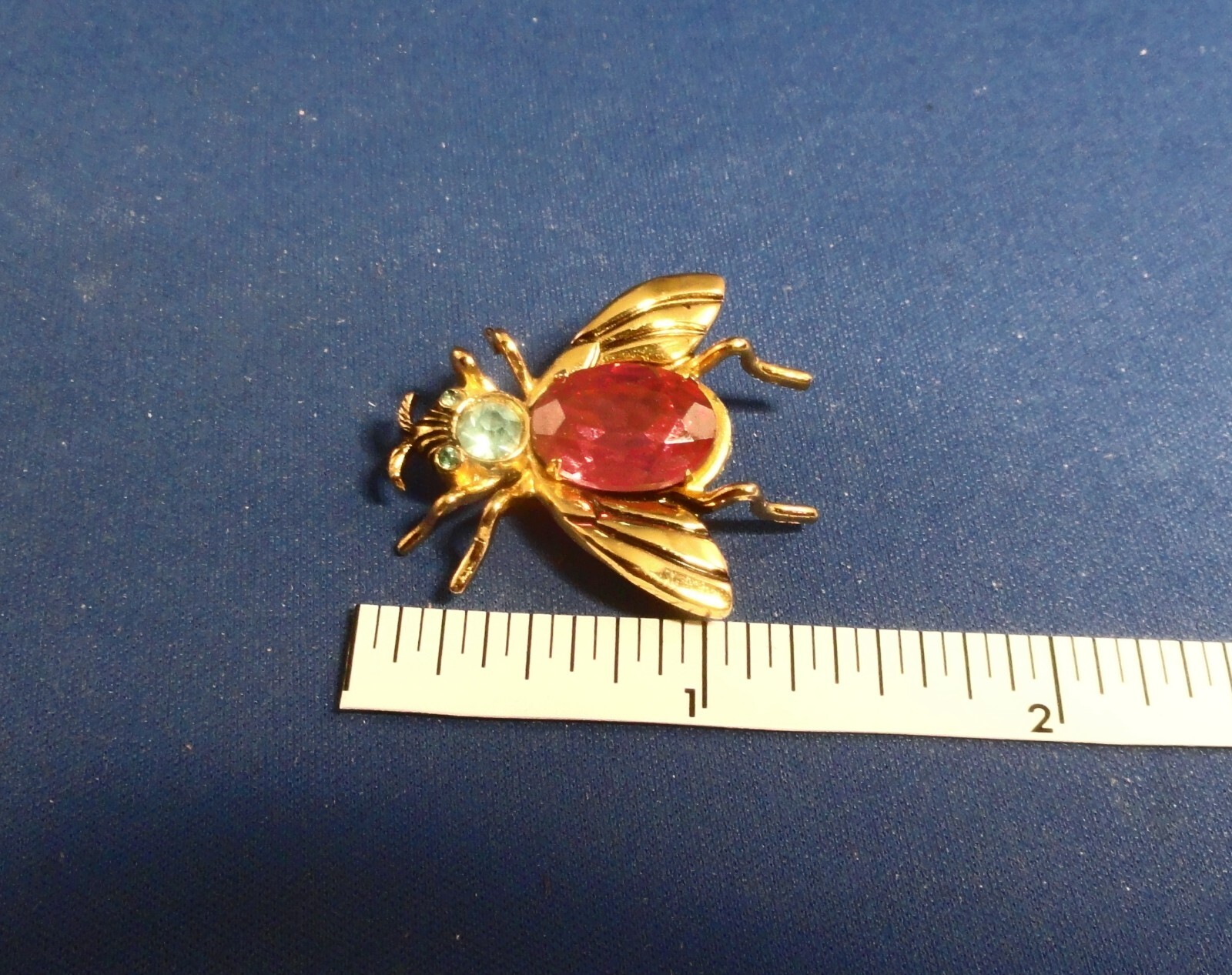 Vintage Goldtone Turquoise & Ruby Gemstone Pin / Brooch @ 1 1/4″ X 1 3/4″ Cora