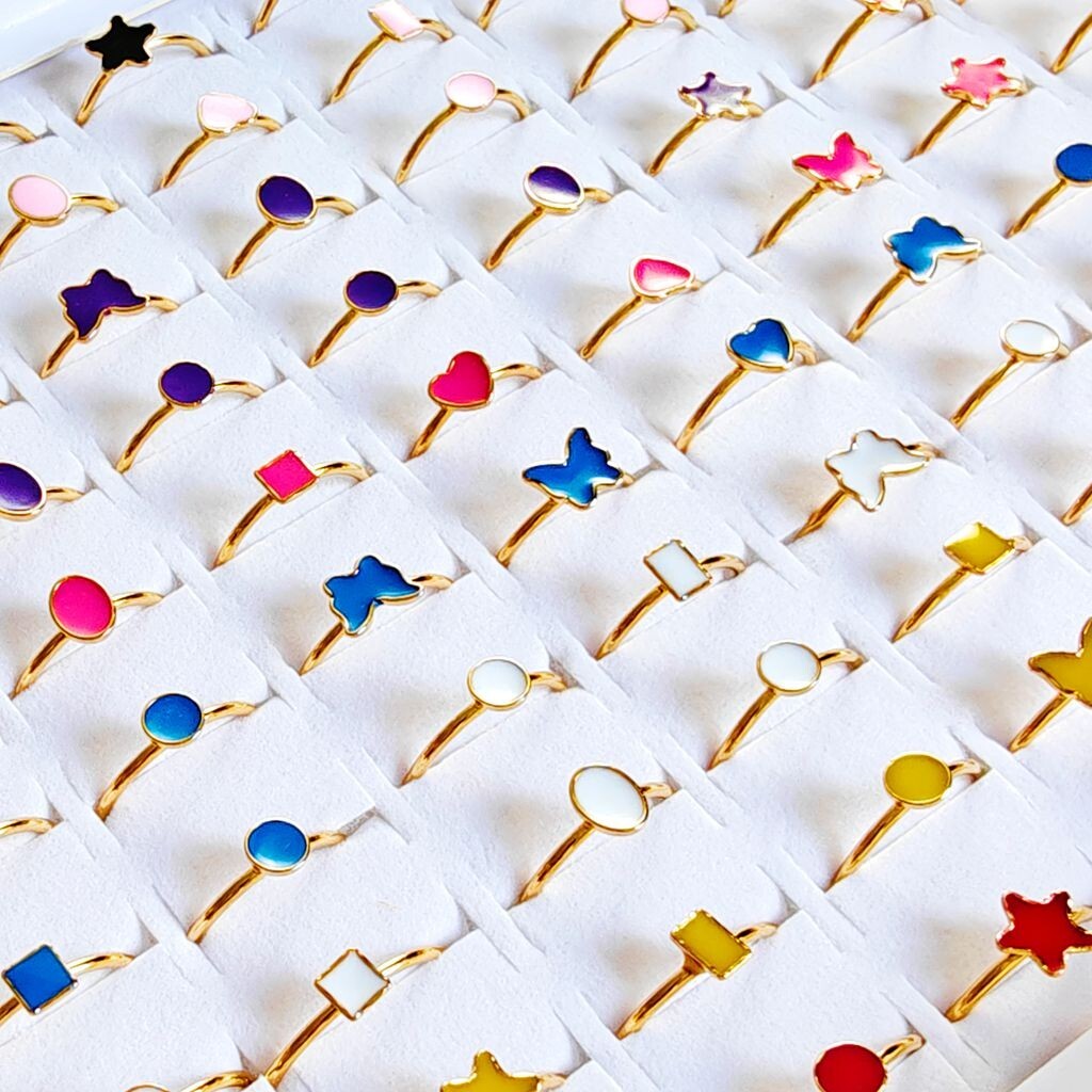 Wholesale 20/40/60pcs Mix Design Color Open Rings Women Cute Party Gift Jewelry