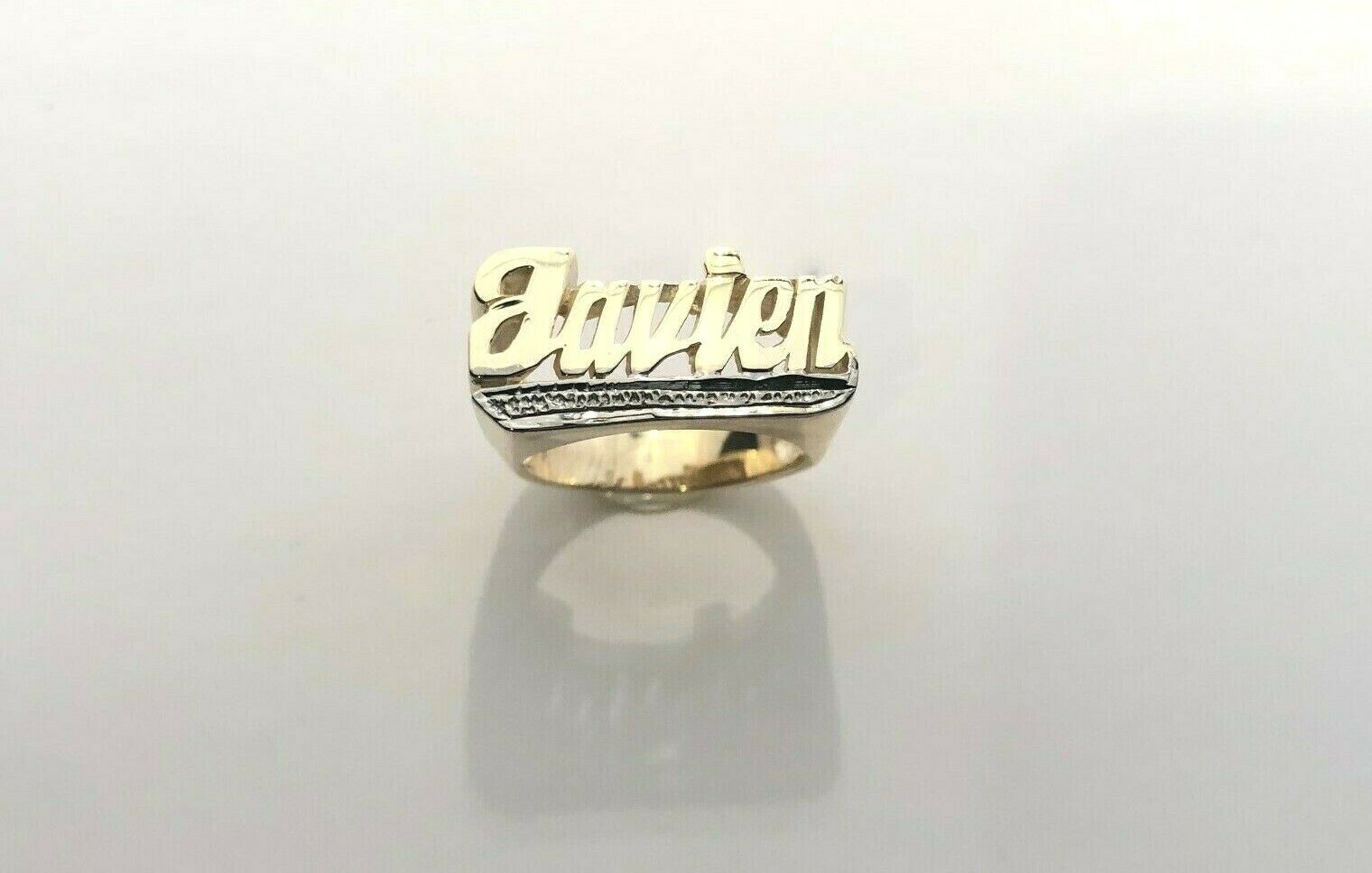 Personalized Name Ring in Real 10K OR 14K Gold with Straight Tail Any Names