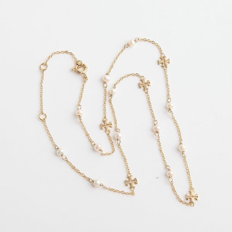Tory Burch Kira Pearl Delicate Necklace In Tory Gold