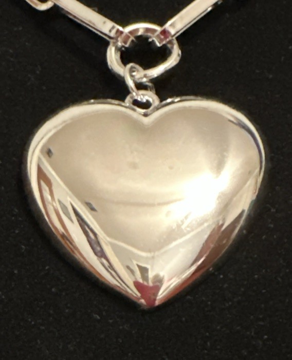 Bellezza Bronze Paperclip Chain Heart Drop Necklace, 20”