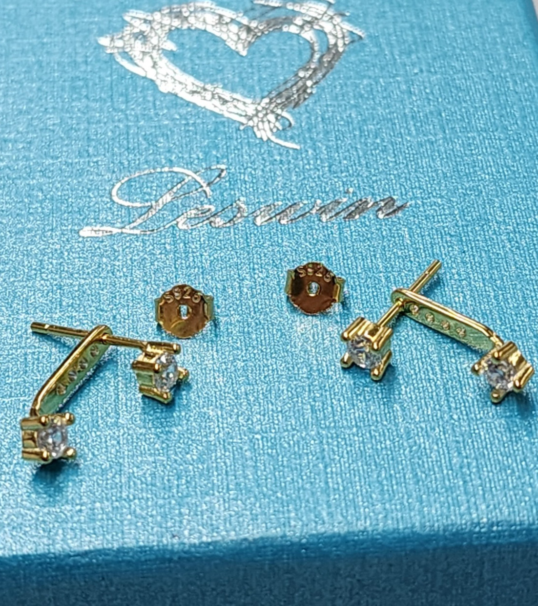 Leswin 18K Gold Plated Minimalist Earring Set 8mm, 11mm, 17mm