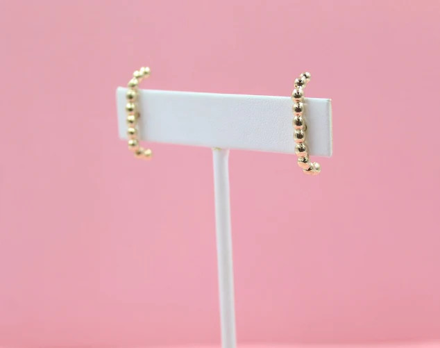 18K Gold Filled Long Beaded Stud Earrings