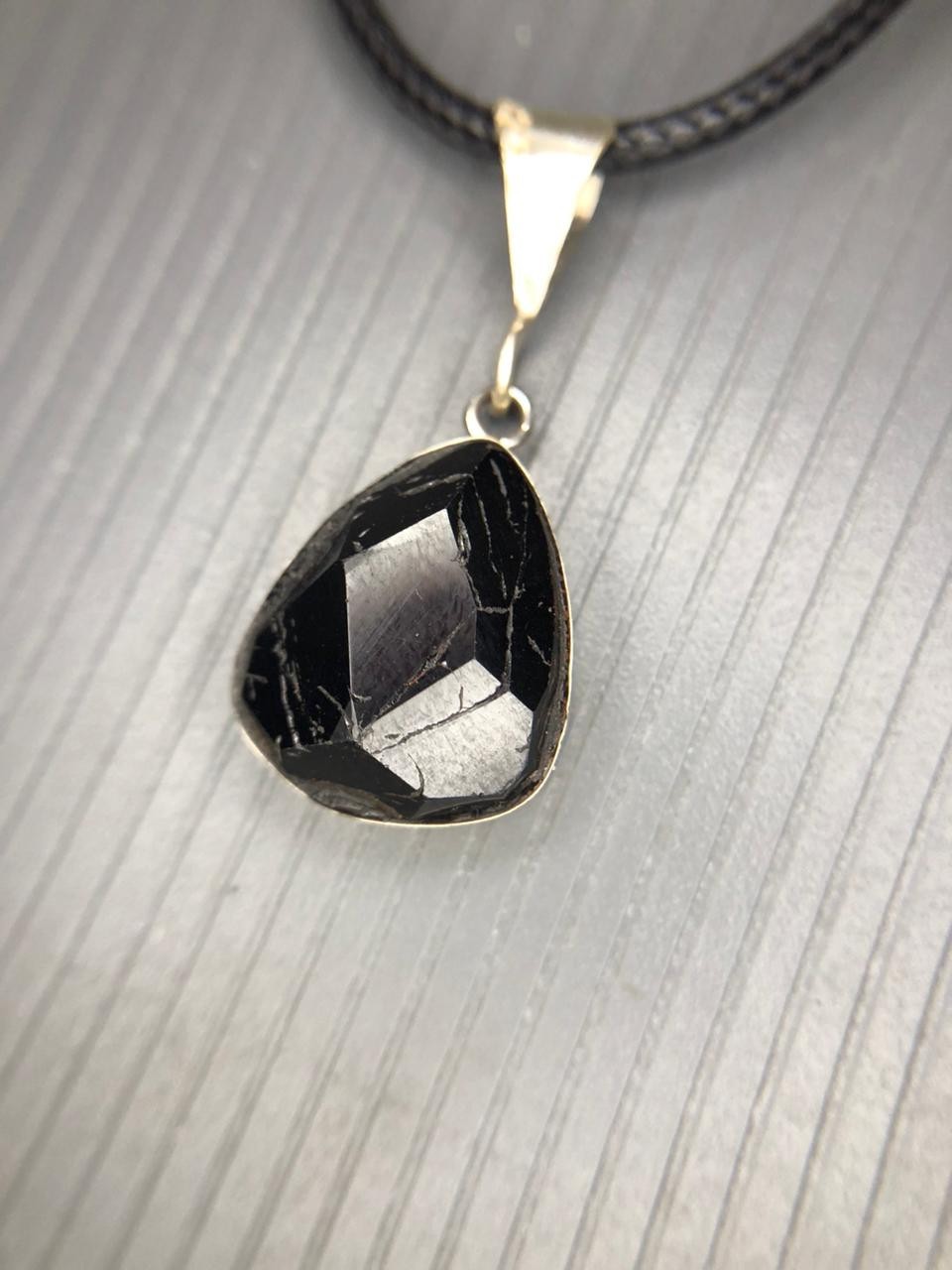Natural Black Tourmaline Rose Cut Pendant Handmade Gemstone from Afghanistan