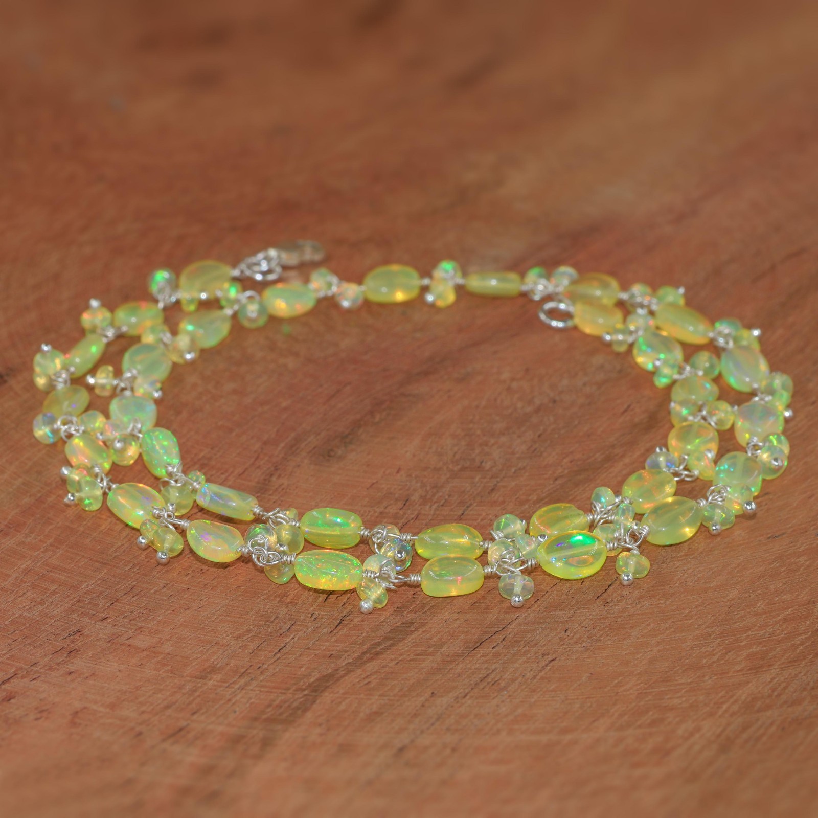 Fire Yellow Opal Gemstone Tumble Beads Necklace, Natural Yellow Opal Beads