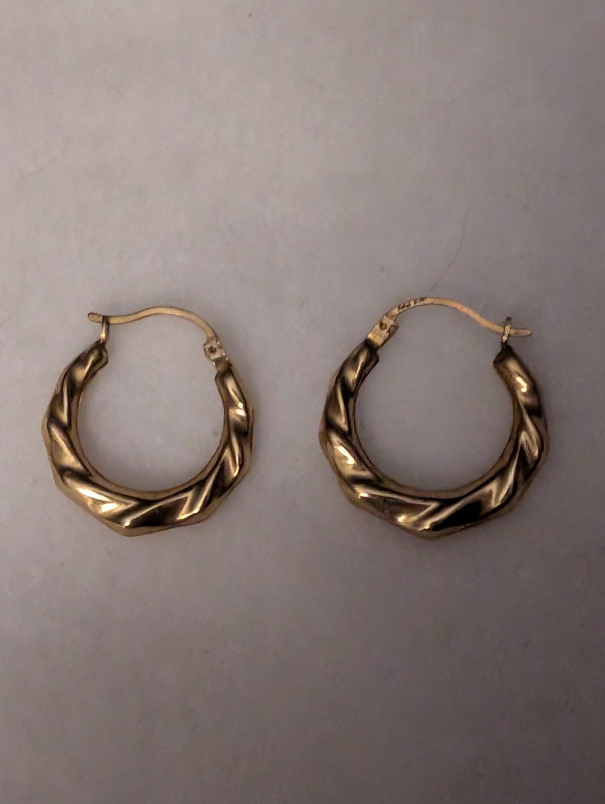 Hinged Twist Hoop Earrings 10 K Yellow Gold Antique