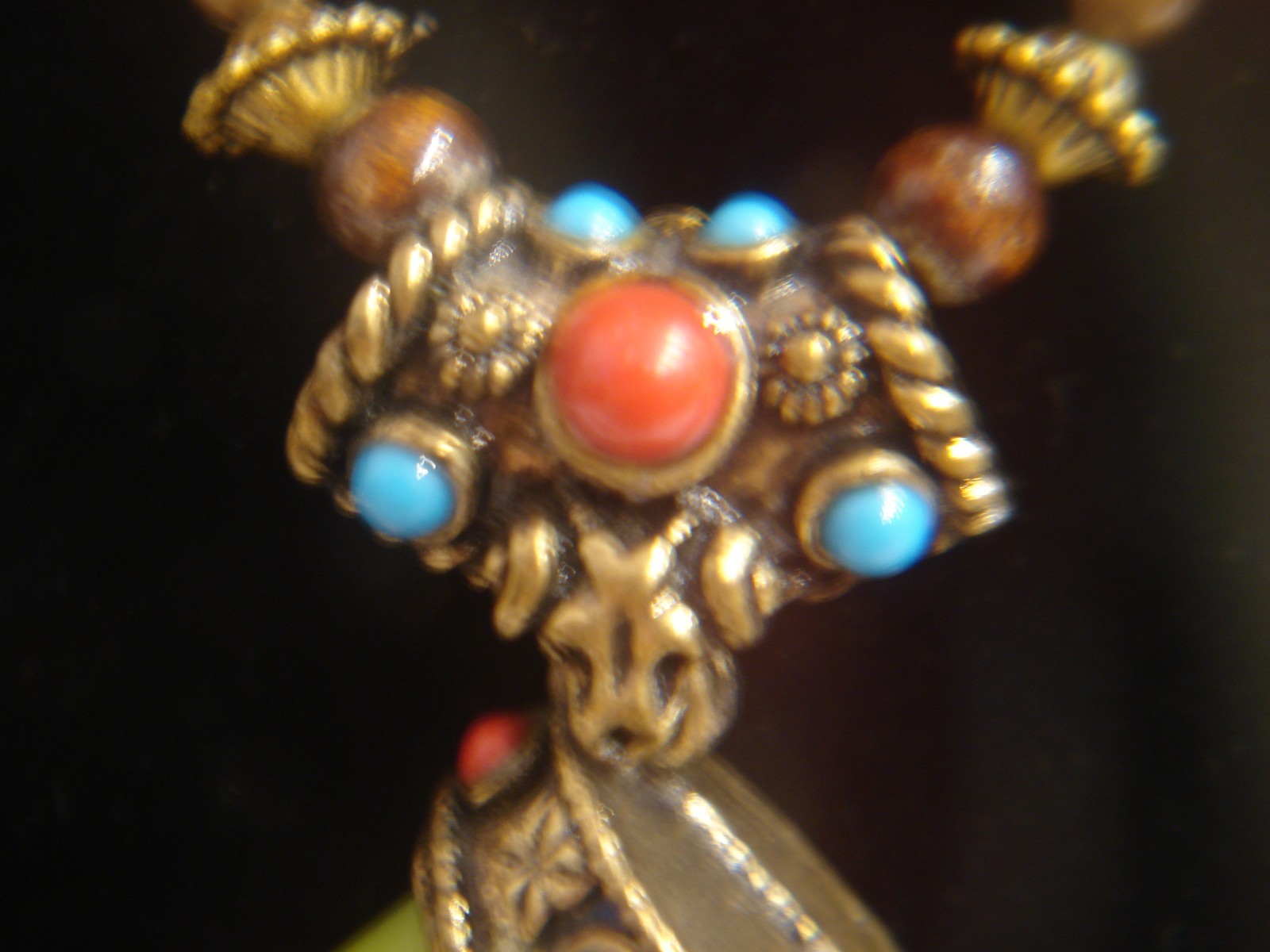 LARGE VINTAGE MULTICOLOR ARTSY BOHO STATEMENT NECKLACE ART TO WEAR JEWELRY