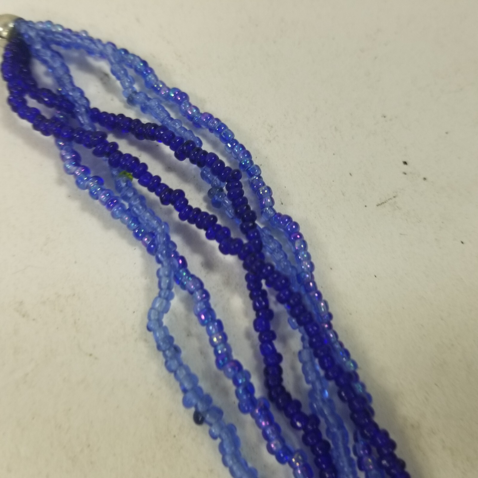 Blue Seed Beaded Multi Strand Layered Necklace for Women Jewelry Choker